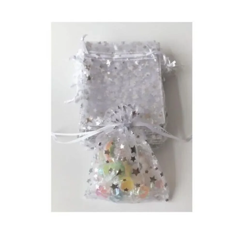 100PCS Organza Gift Bag Modern‎ Star Pattern Drawstring Design Party Packing Bag